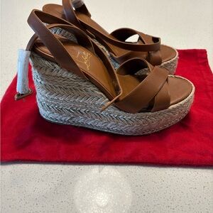 Christian Louboutin Tan Wedge Sandals